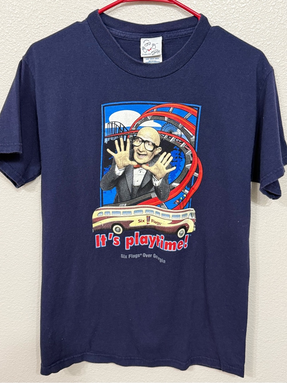 Vintage 2004 Six Flags Mr. Six Its Playtime Graphic Tee S
